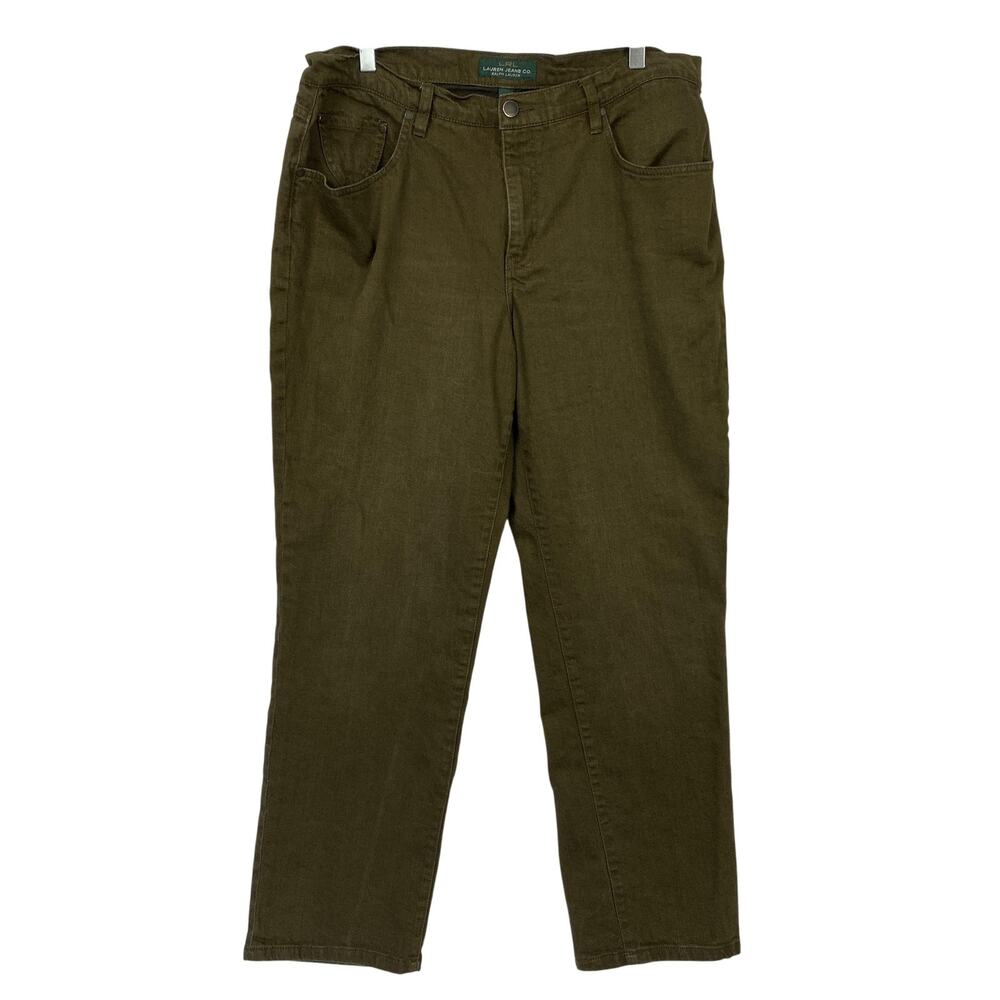 Ralph Lauren Jeans Womens 16W Olive Green Classic Straight Stretch LRL 36x30